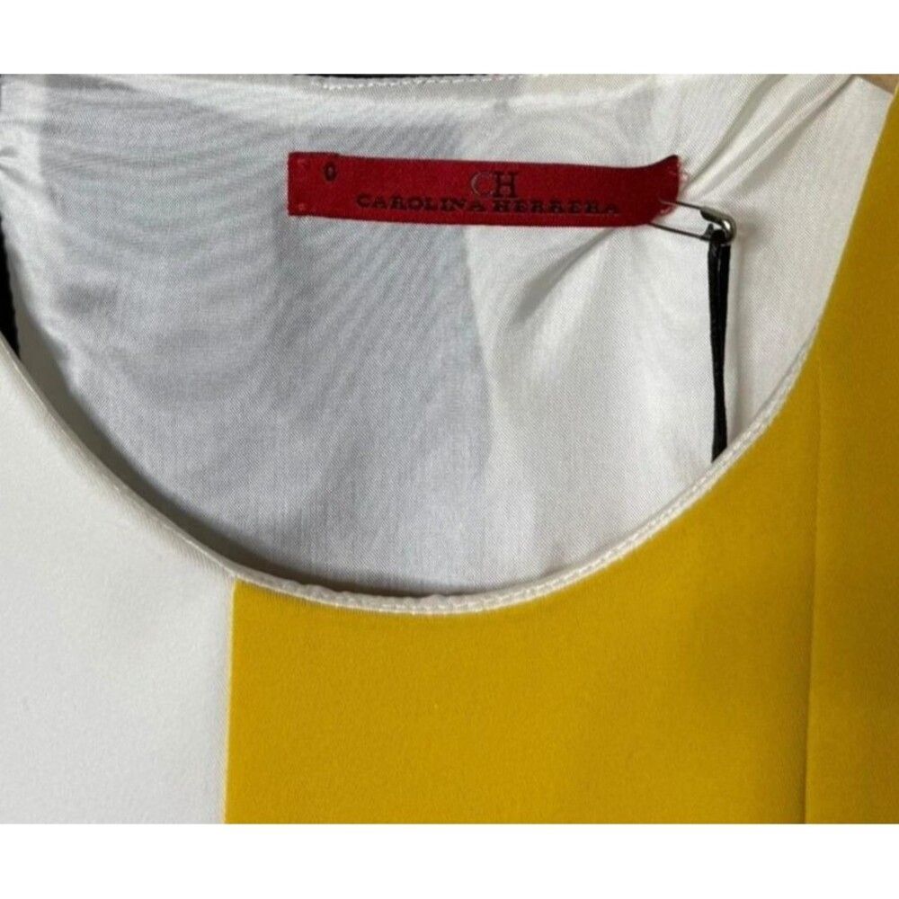 NWT. CH Carolina Herrera Colorblock Sleeveless A Line Midi Dress Sz 0 yellow - Picture 11 of 11